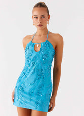 Bebe Beaded Mini Dress - Royal Blue