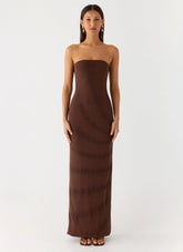 Belisse Beaded Mesh Maxi Dress - Chocolate