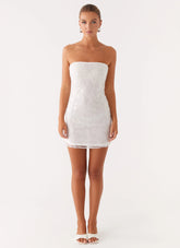Moorey Beaded Mini Dress - White Silver