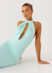 Mougleta Backless Maxi Dress - Aqua